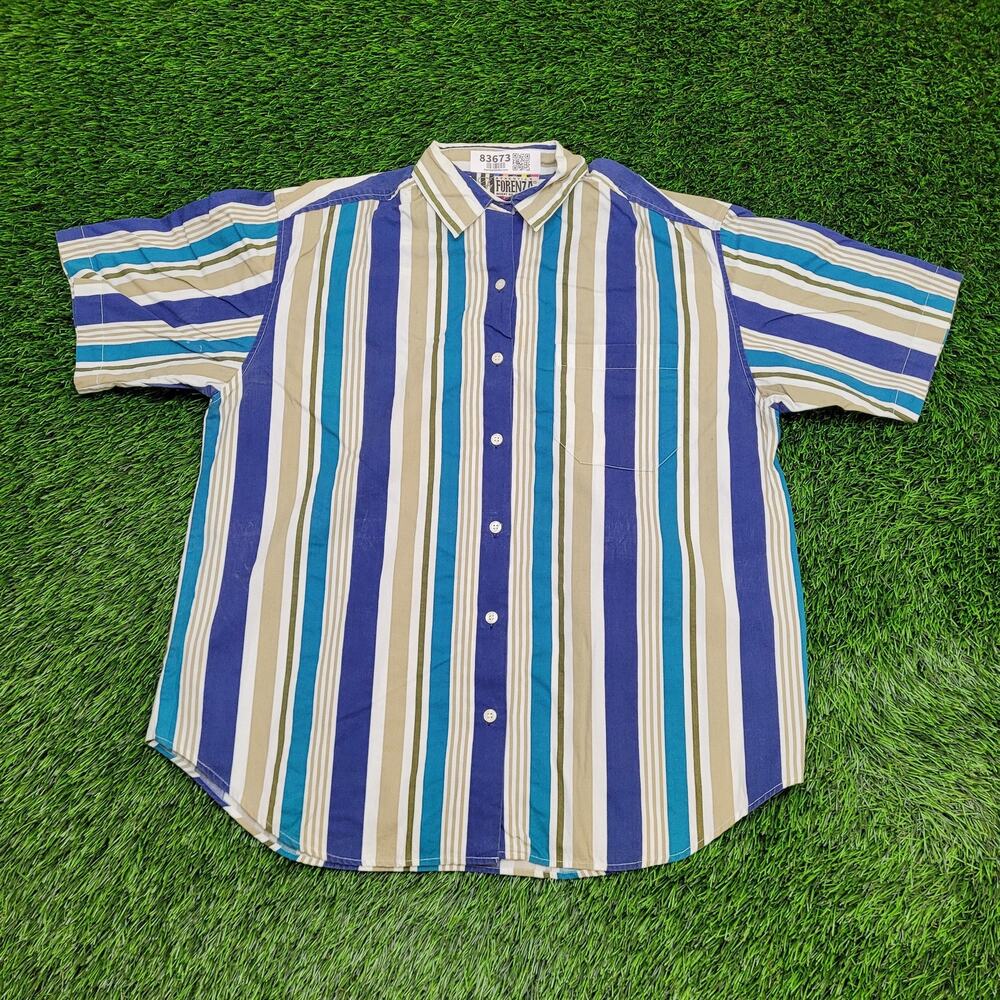 Vintage Forenza Western Hippie Button Shirt L/XL 23x28 Striped Baggy
